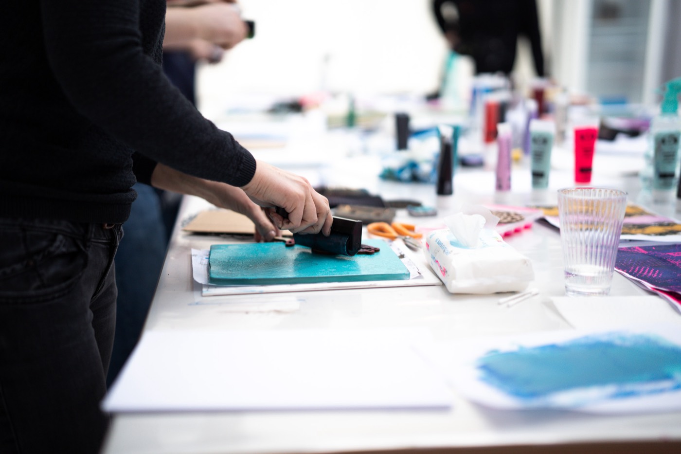 Fertige Gelli-Plate-Drucke mit Struktur
